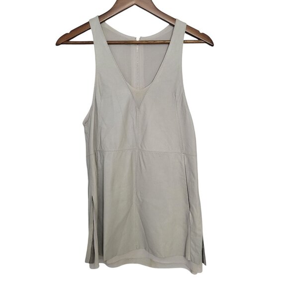 Edition Sleeveless Faux Leather Tunic Top Womens Size 8 Gray Pockets - Picture 1 of 10